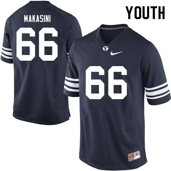 Youth #66 Sonny Makasini BYU Cougars College Football Jerseys Sale-Navy